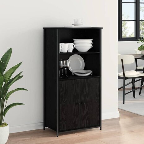 Highboard Zwart Eiken 62 x 36 x 121,5 cm Bewerkt hout 4