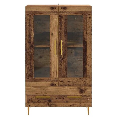 Highboard Oud Hout 69,5 x 31 x 115 cm Geengineerd Hout en Glas 6