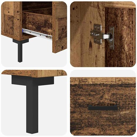 Highboard met lade Oud Hout 69,5 x 31 x 115 cm Bewerkt hout 9