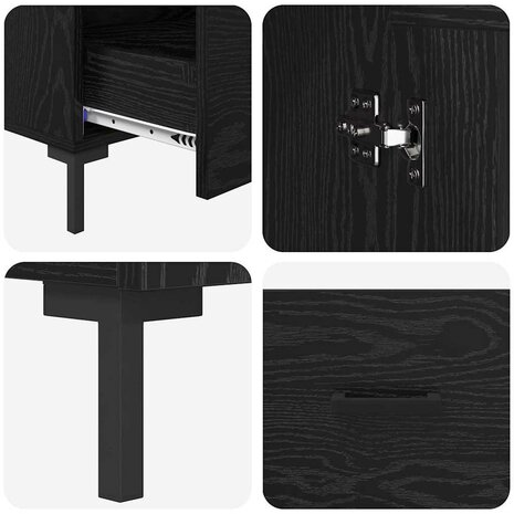Highboard met lade Zwart Eiken 69,5 x 31 x 115 cm Bewerkt hout 9