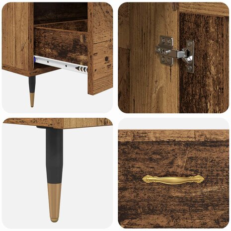 Highboard met lade Oud Hout 69,5 x 31 x 115 cm Bewerkt hout 9