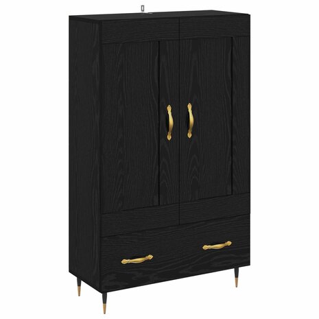Highboard met lade Zwart Eiken 69,5 x 31 x 115 cm Bewerkt hout 2