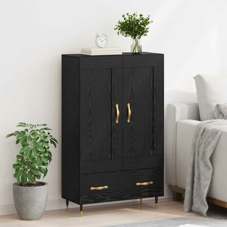 Highboard met lade Zwart Eiken 69,5 x 31 x 115 cm Bewerkt hout 4
