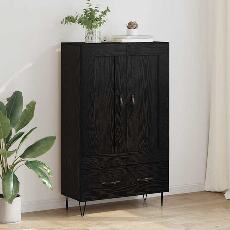 Highboard met lade Zwart Eiken 69,5 x 31 x 115 cm Bewerkt hout 1