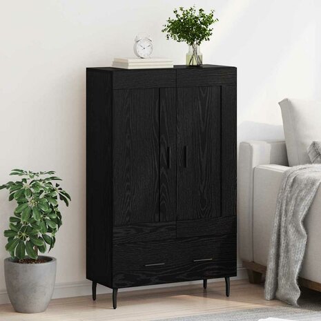 Highboard met lade Zwart Eiken 69,5 x 31 x 115 cm Bewerkt hout 4