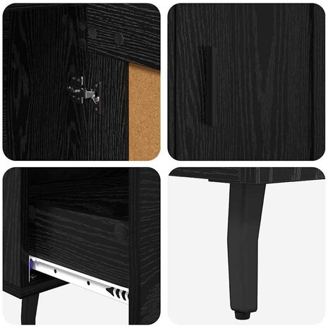 Highboard met lade Zwart Eiken 69,5 x 31 x 115 cm Bewerkt hout 9