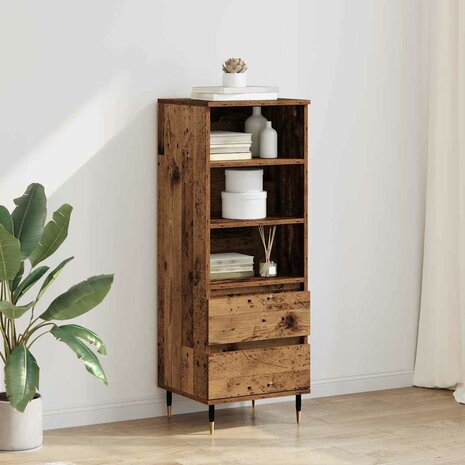 Highboard met lade Oud Hout 40 x 36 x 110 cm Bewerkt hout 1
