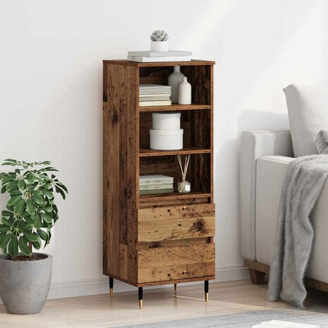 Highboard met lade Oud Hout 40 x 36 x 110 cm Bewerkt hout 4