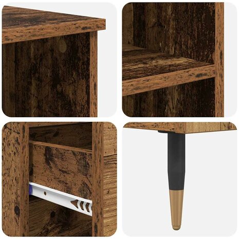 Highboard met lade Oud Hout 40 x 36 x 110 cm Bewerkt hout 9