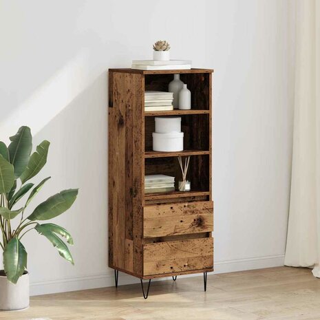 Highboard met lade Oud Hout 40 x 36 x 110 cm Bewerkt hout 1