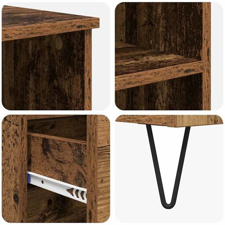 Highboard met lade Oud Hout 40 x 36 x 110 cm Bewerkt hout 9