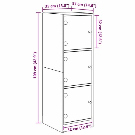Highboard Artisan Eiken 35 x 37 x 109 cm Bewerkt hout 12