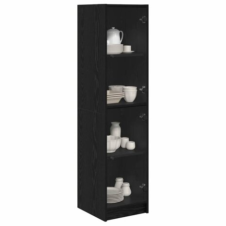 Highboard Zwart Eiken 35 x 37 x 142 cm Bewerkt hout 3