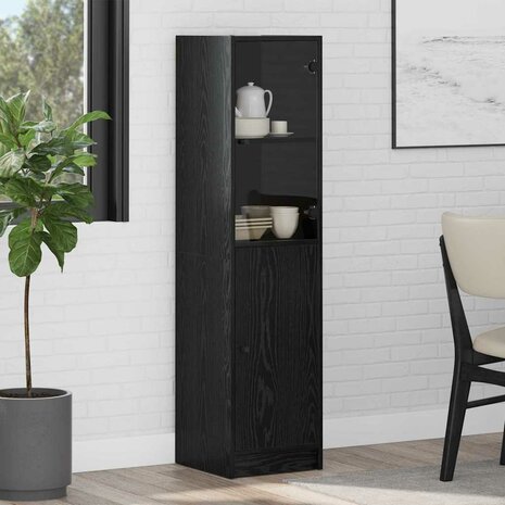 Highboard Zwart Eiken 35 x 37 x 142 cm Bewerkt hout 1