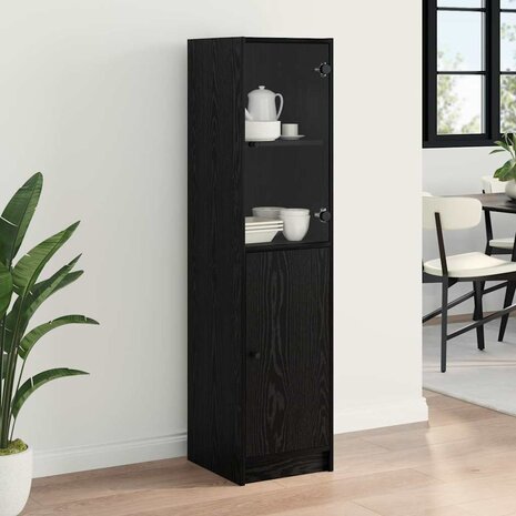 Highboard Zwart Eiken 35 x 37 x 142 cm Bewerkt hout 4
