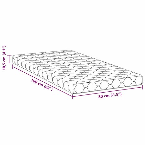 Matras Wit 80 x 160 cm Jacquard stof 11