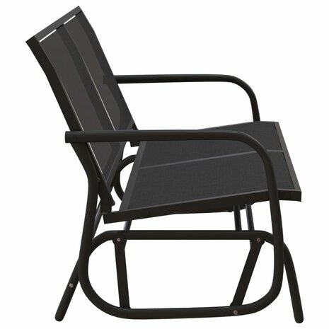 Schuifbank tuin 120,5x76x86,5 cm textielfolie en staal zwart 4