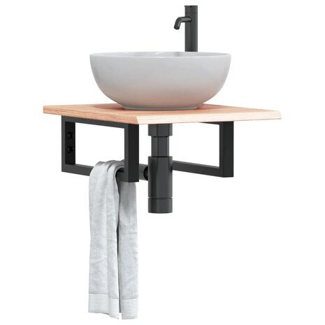Badkamer wandschap staal en massief eikenhout 1