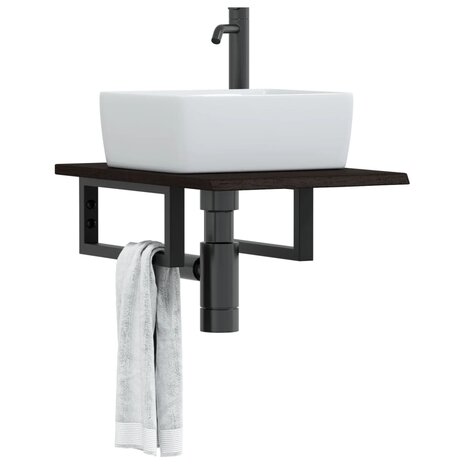 Badkamer wandschap staal en massief eikenhout 1