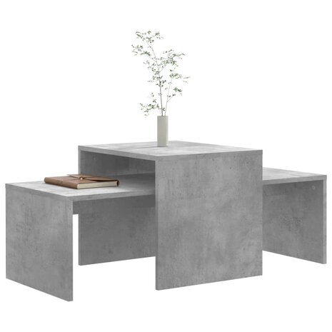 Salontafelset 100x48x40 cm bewerkt hout betongrijs 3