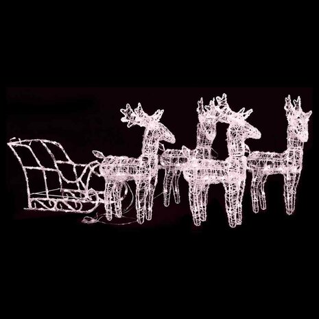 Kerstdecoratie rendieren en slee 280x28x55 cm acryl 1