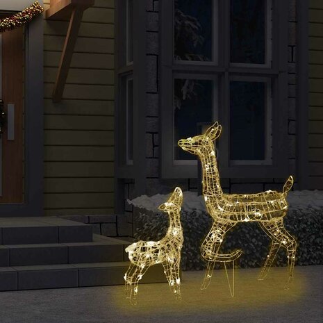 Kerstversiering rendierfamilie 160 LED's warmwit acryl 3