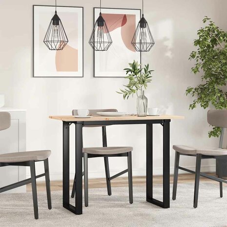 Eettafel O-frame 100x50x75 cm massief grenenhout en staal 3