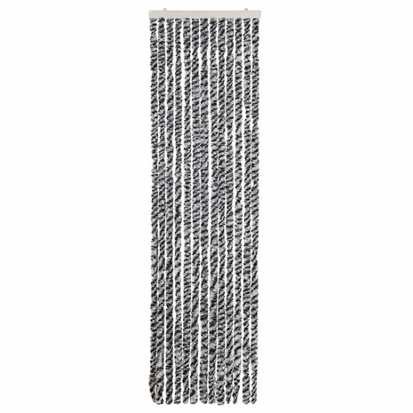 Vliegengordijn 56x200 cm chenille grijs en zwart-wit 3