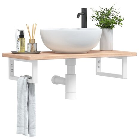 Badkamer wandschap staal en massief eikenhout 1