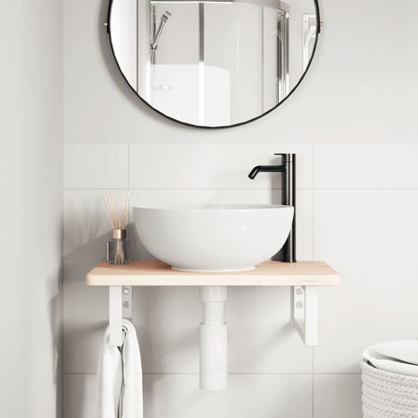 Badkamer wandschap staal en massief eikenhout 3