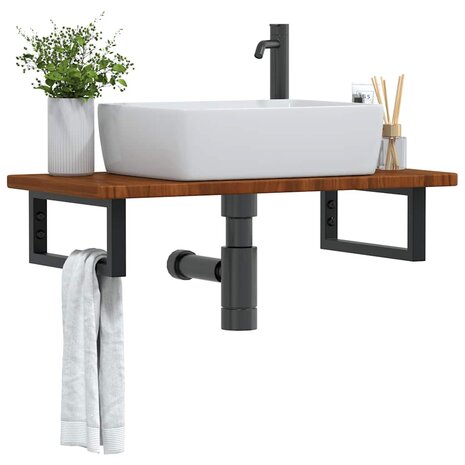 Badkamer wandschap staal en massief eikenhout 1