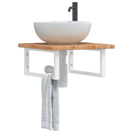 Badkamer wandschap staal en massief eikenhout 1