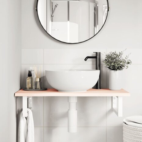 Badkamer wandschap staal en massief eikenhout  3