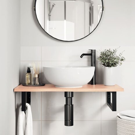 Badkamer wandschap staal en massief eikenhout 3