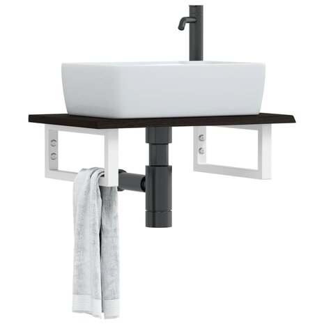 Badkamer wandschap staal en massief eikenhout 1