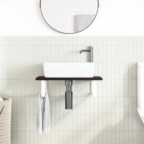 Badkamer wandschap staal en massief eikenhout 3