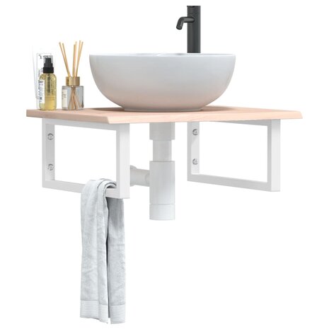 Badkamer wandschap staal en massief eikenhout 1