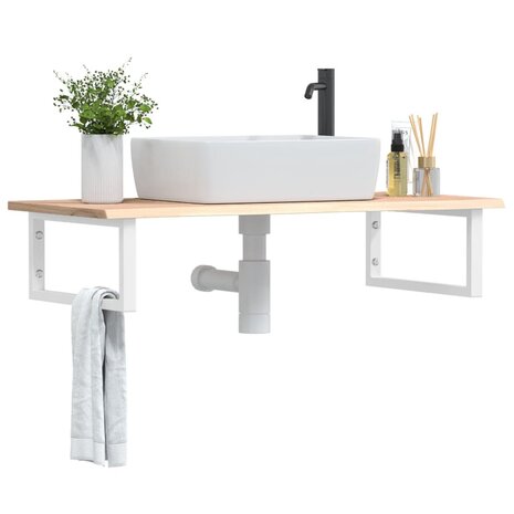 Badkamer wandschap staal en massief eikenhout 1