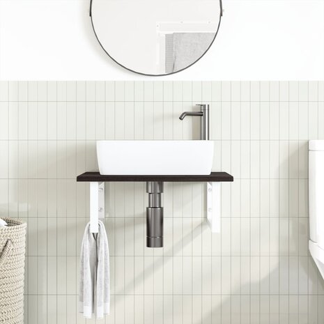 Badkamer wandschap staal en massief eikenhout 3