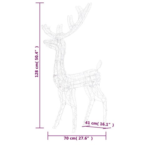 Kerstversiering rendier 140 LED's 120 cm acryl warmwit 8