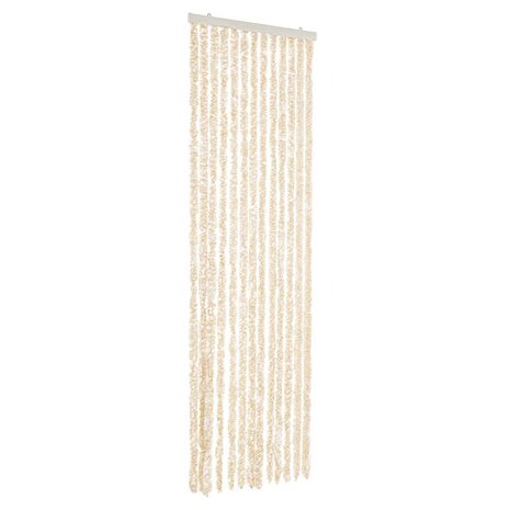 Vliegengordijn 56x200 cm chenille beige en wit 2
