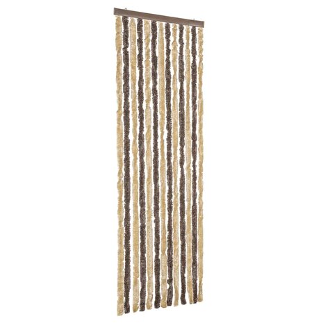Vliegengordijn 56x200 cm chenille donkerbruin en beige 2