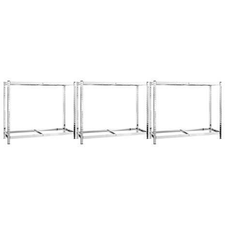 Bandenrekken 2-laags 3 st 110x40x110 cm staal zilverkleurig 2
