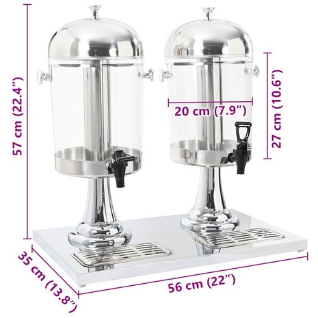 Dubbele sapdispenser roestvrij staal 2x8 L 9