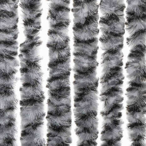 Vliegengordijn 90x200 cm chenille grijs en zwart-wit 6