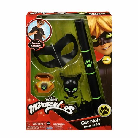 Miraculous: Tales of Ladybug & Cat Noir Transformation Set - Cat Noir 4 Onderdelen Zwart Multicolour Kinder verkleedkleding 4