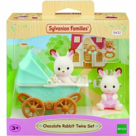 Playset Sylvanian Families Chocolate Bunny Twins and Double Stroller 1