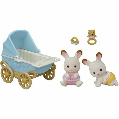 Playset Sylvanian Families Chocolate Bunny Twins and Double Stroller 2