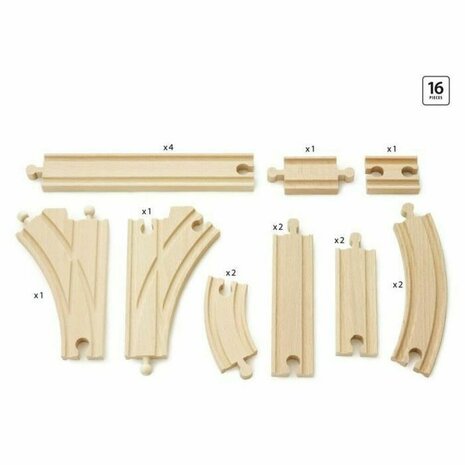 Treinrails Brio Intermediate Evolution Set Hout 16 Onderdelen 3