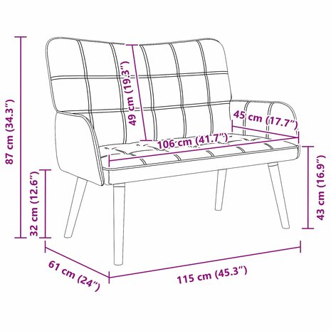 Twee Persoons Sofa Lichtgrijs 115 x 61 x 87 cm Stof 9